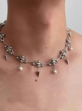 小众设计锆石珍珠项链个性独特精致百搭时尚尖锥吊坠锁骨链女款