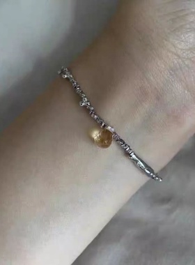 银色圆珠吊坠手链女小众设计感高级感气质优雅时尚百搭吸晴手饰