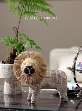 瓦比有趣的小公平狮子斯堪的纳维亚风格好运小狮子艺术装饰品客厅