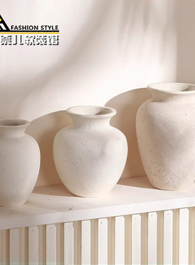 素烧粗胚白色陶瓷花瓶侘寂风家居客厅样板间民宿干花插花软装摆件