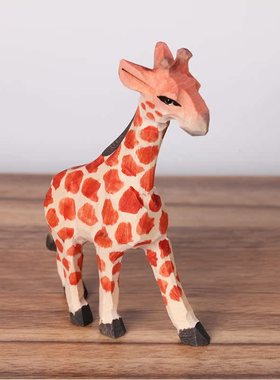 长颈鹿 大象 吉祥 白羊 纯手工木雕摆件  创意动物实木摆件手办