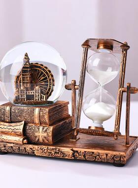 计创意摆件复古水晶球沙漏酒柜客厅家居装饰品个性房间电厂家