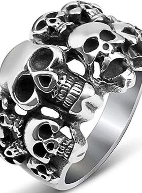 欧美嘻哈骷髅头光明会全视之眼戒指项链共济会徽章鬼怪同款魔鬼戒