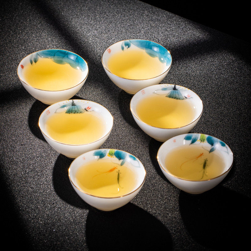 手绘羊脂玉瓷功夫茶具套装盖碗茶杯中式过滤茶壶套装茶具礼品,淘宝优惠券,粉丝福利购,淘宝优惠卷