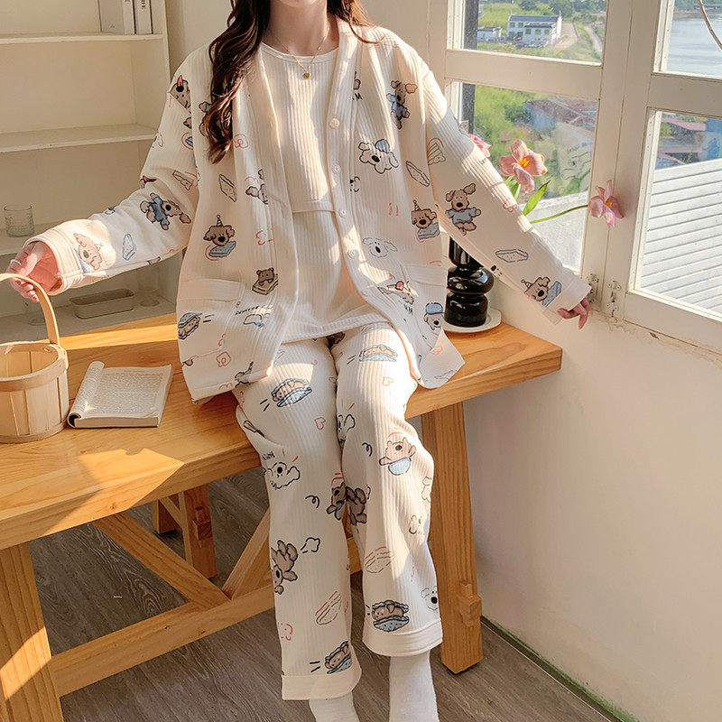 秋冬款空气棉月子服三件套春秋季10月份哺乳孕妇睡衣纯棉产后产妇,淘宝优惠券,粉丝福利购,淘宝优惠卷