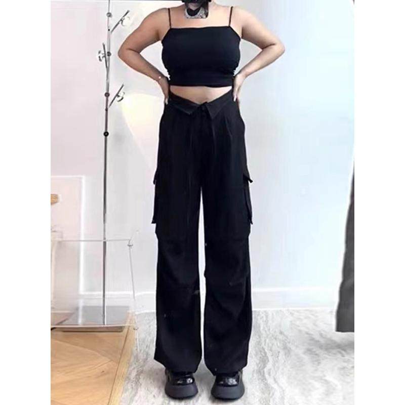 大码胖mm梨型身材棕色休闲百搭遮肚子遮胯显瘦翻边阔腿工装裤,淘宝优惠券,粉丝福利购,淘宝优惠卷