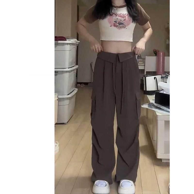 夏季新款2-300斤美式咖色工装裤女胖mm大码梨形身材阔腿,淘宝优惠券,粉丝福利购,淘宝优惠卷