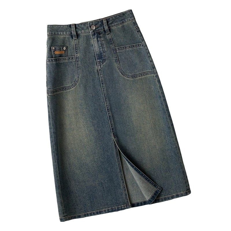 牛仔女春秋2024新款中长款开叉裙一步a字包臀,淘宝优惠券,粉丝福利购,淘宝优惠卷