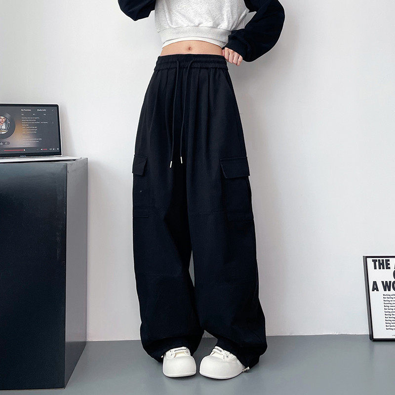 大码阔腿裤女2024秋胖mm松紧直筒工装裤抽绳拖地显瘦子,淘宝优惠券,粉丝福利购,淘宝优惠卷