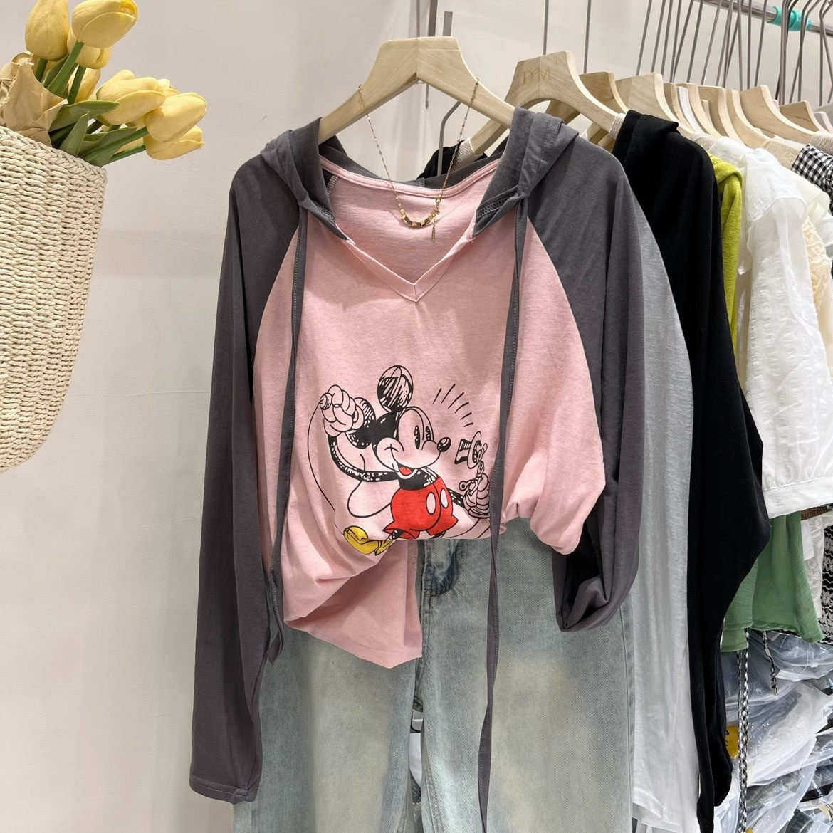 特大码胖mm300斤连帽撞色长袖t恤女春秋季宽松显瘦内搭打底衫,淘宝优惠券,粉丝福利购,淘宝优惠卷