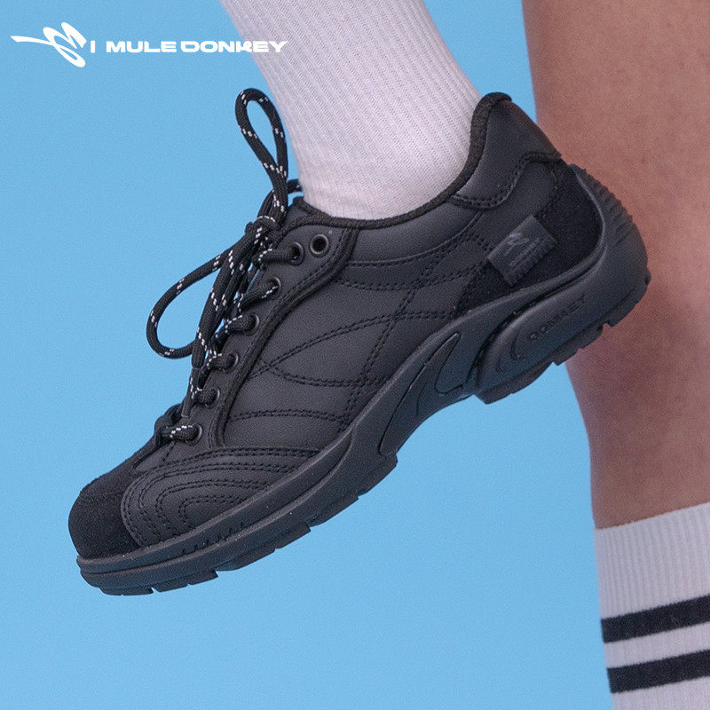 黑色赛车鞋女款2025夏季新款百搭德训鞋低帮平底休闲鞋轻便运动鞋,淘宝优惠券,粉丝福利购,淘宝优惠卷