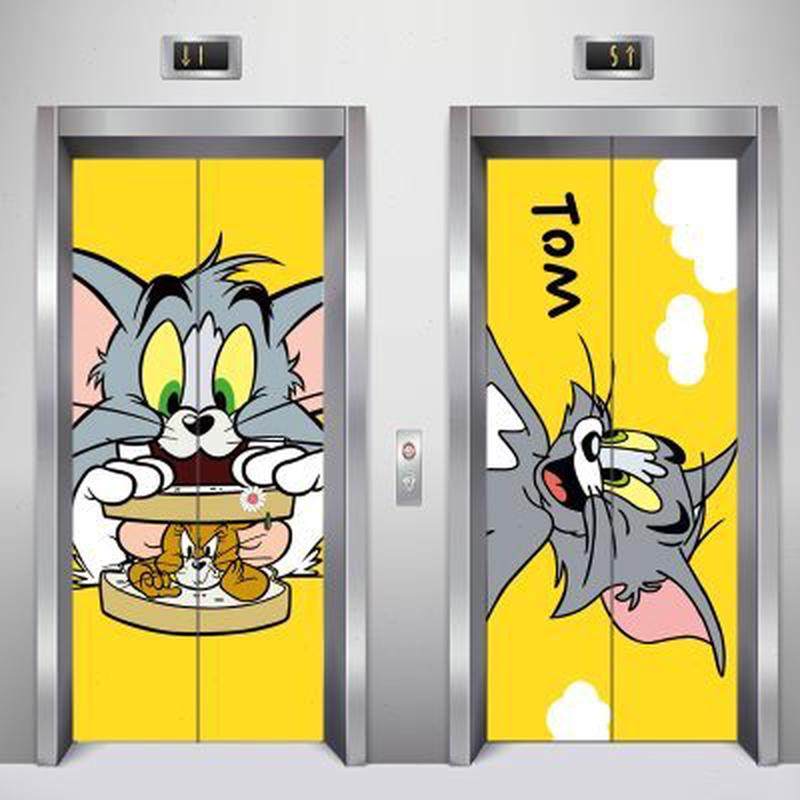 猫和老鼠可爱卡通电梯门贴纸 商场房门入户自粘网红贴画不透可移,淘宝优惠券,粉丝福利购,淘宝优惠卷