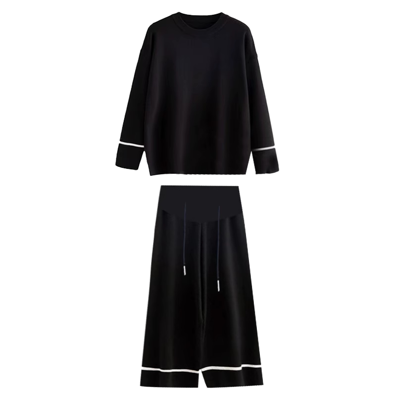 孕妇套装春秋2025新款时尚休闲撞色宽松长袖阔腿裤两件套,淘宝优惠券,粉丝福利购,淘宝优惠卷