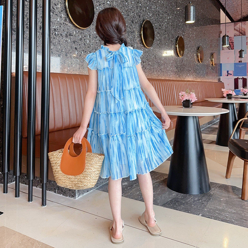 小清新扎染雪纺大童夏季时尚气质宽松休闲小飞袖,淘宝优惠券,粉丝福利购,淘宝优惠卷