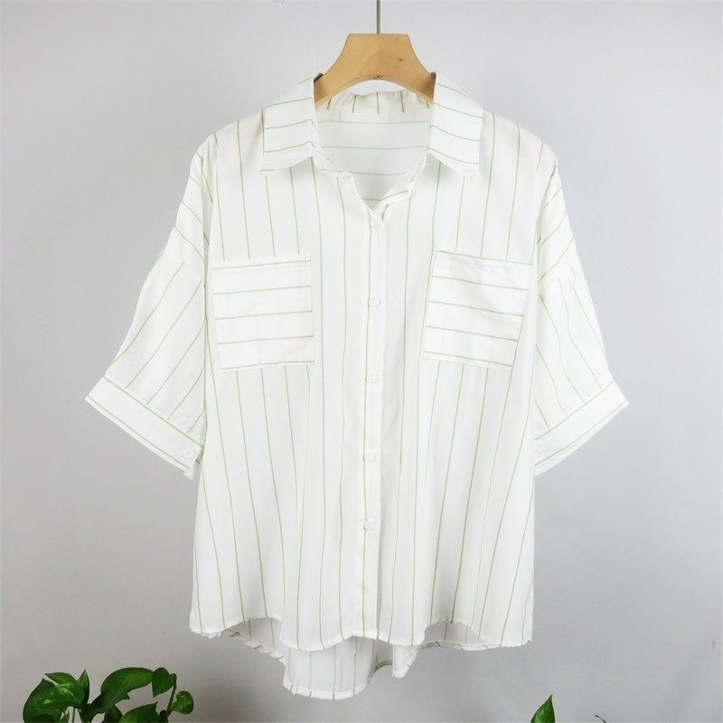 气质百搭衬衫女设计感小众2025夏季时尚新款宽松显瘦条纹薄款,淘宝优惠券,粉丝福利购,淘宝优惠卷