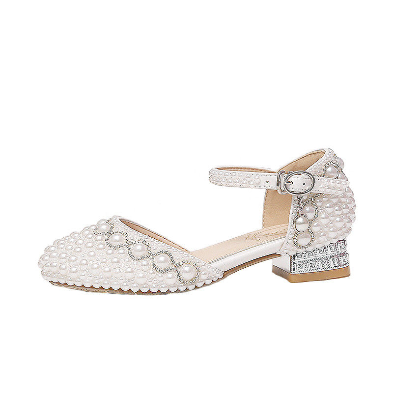 包头珍珠花童女搭扣水钻韩版主持表演礼仪鞋公主甜美拉丁舞儿童鞋,淘宝优惠券,粉丝福利购,淘宝优惠卷