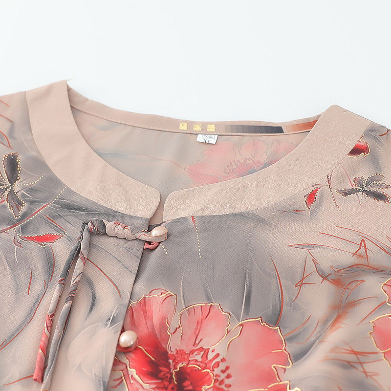 奶奶装夏季衬衫女中老年人妈妈夏装七分袖薄款雪纺小衫老太太套装,淘宝优惠券,粉丝福利购,淘宝优惠卷