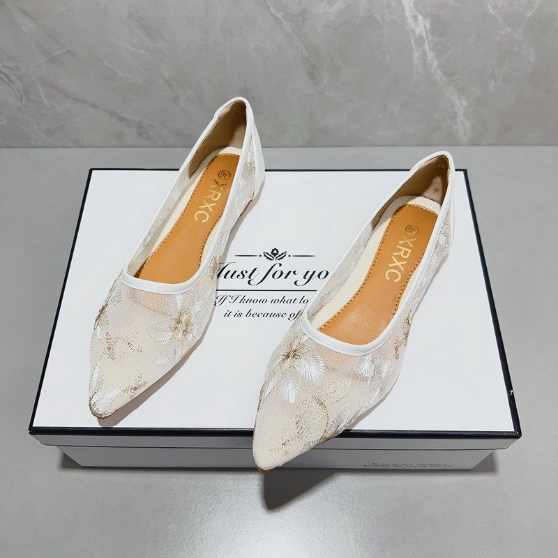 新中式刺绣花朵女鞋夏2025新款透气网纱包头凉鞋浅口尖头平底单鞋,淘宝优惠券,粉丝福利购,淘宝优惠卷