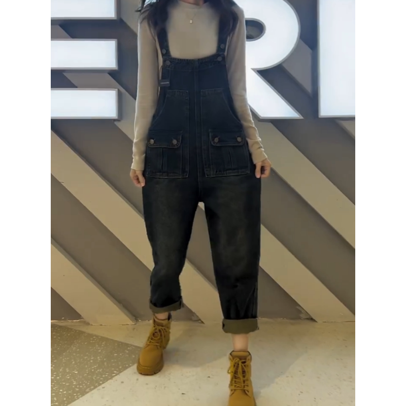 梨形身材大码牛仔背带女2024秋季新款宽松显瘦九分裤,淘宝优惠券,粉丝福利购,淘宝优惠卷