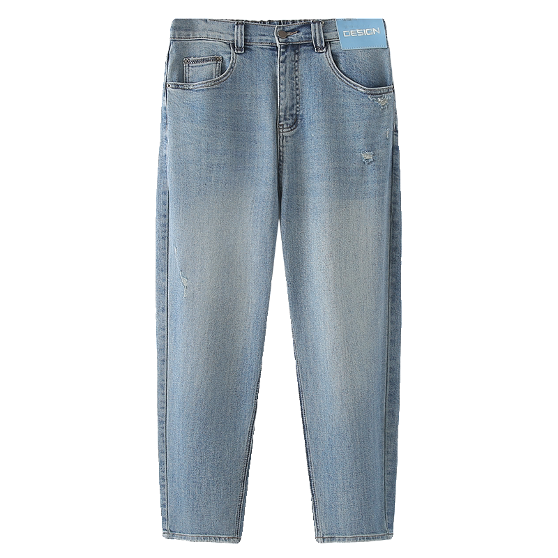 200斤胖mm 蓝字母皮标裤2024大码梨形宽松百搭直筒裤,淘宝优惠券,粉丝福利购,淘宝优惠卷