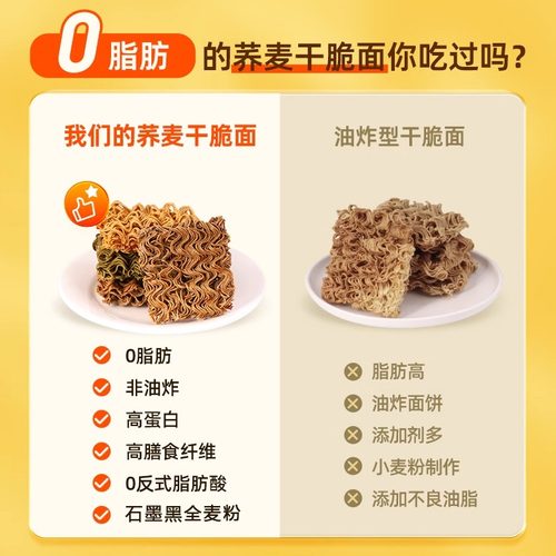 豫派0脂非油炸干脆面全麦荞麦干吃面轻食健身解馋小零食粗粮饱腹 - 图2