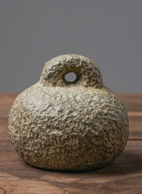 青石秤砣装饰做旧造型饰品 茶桌摆放石头称心如意 石称砣石权