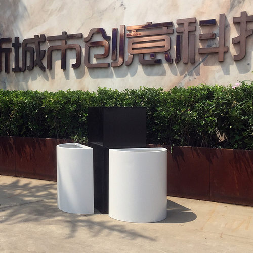 花箱 创意简约现代不锈钢花盆高低组合景区园林阳台花箱花钵厂家 - 图0