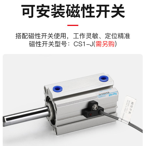 sqeldt小型气动内螺纹双出双头带磁薄型气缸SDAD20/25/32-10*15 S - 图2
