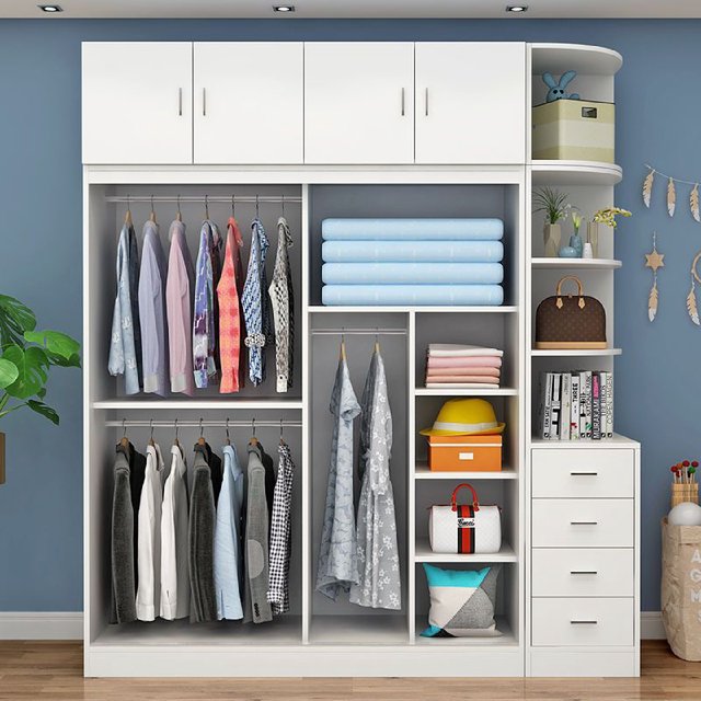 Simple wardrobe for rental house sliding door large wardrobe simple wardrobe household bedroom children storage storage cabinet