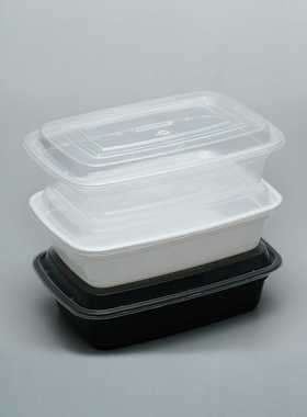 750ML美式长方形一次性餐盒900ML外卖打包盒圆形黑色凸盖饭盒汤碗