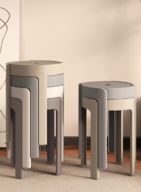 塑料凳子加厚家用椅子可叠放圆凳现代简约餐桌高板凳风车胶凳珩铭