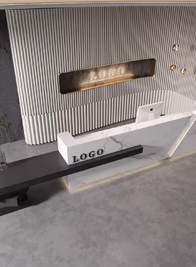 加工定制服装店接待台简约吧台前台收银台环保仿大理石办公前台