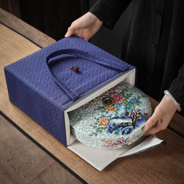 Pu'er cake gift box packaging high-end Fuding white tea storage box 357g tea can ceramic tea box empty box gift