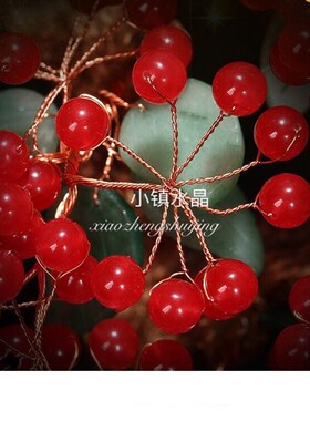 水晶红玉髓摇钱树家居玄关结婚喜庆客厅办公店铺生日开业礼品摆件