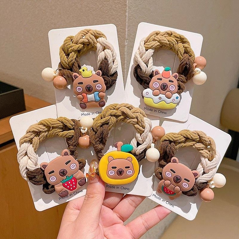 儿童卡皮巴拉编织发圈小女孩卡通发圈可爱女童丸子头马尾发圈发饰,淘宝优惠券,粉丝福利购,淘宝优惠卷