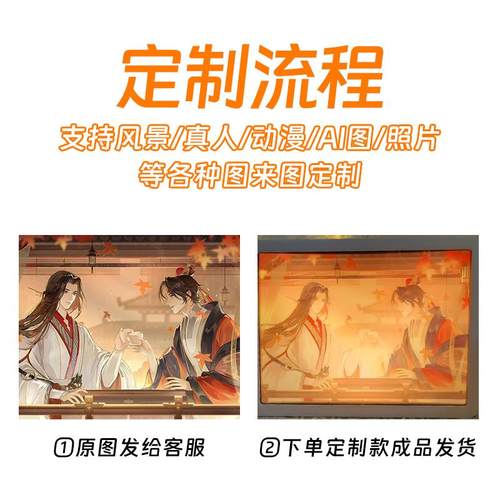 来图定制生日礼物镜面灯光画化妆镜床头小夜灯创意摆件送女生闺蜜 - 图0