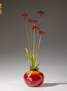 《繁花似锦》铜金岁月黄铜摆件铜器工艺品新中式家居客厅玄关装饰