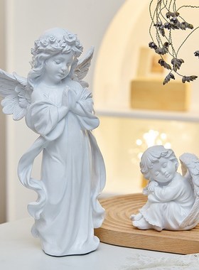 石膏摆件小天使钥匙托盘玄关收纳欧式客厅装饰雕塑进门置物架美式