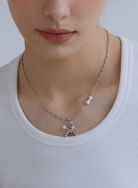 SUM汽泡·素链·珍珠小狗项链女秋冬时尚高级感百搭设计款锁骨链