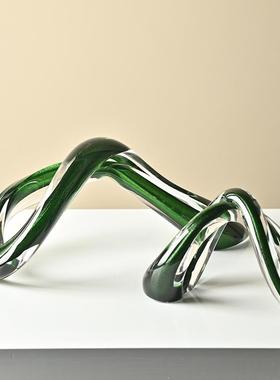 轻奢风交叉玻璃摆件高级感小众别墅样板间桌面摆件琉璃家居装饰品