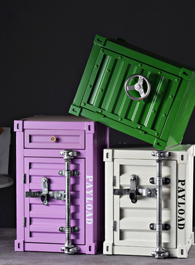 铁艺做旧工业风集装箱收纳柜现代床头柜收纳柜置物V架装饰个性摆