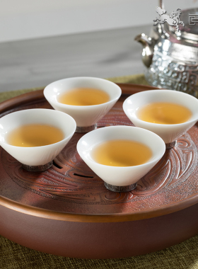 阅银 茶b具《远古传说》瓷银茶杯 手工茶器茶杯茶壶送礼家用