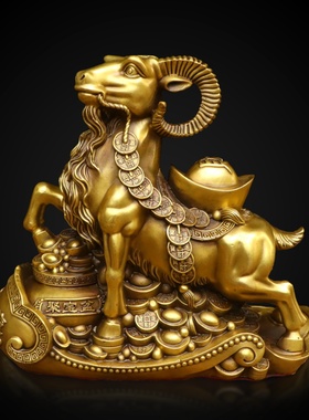 铜羊聚宝盆羊三羊开泰生肖羊摆件室内客厅办公室桌面吉祥摆放用品