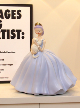 抱猫公主客厅桌面摆件卧室可爱女孩样板房软装家居装饰品女生礼物