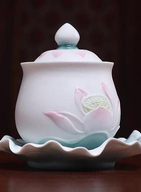 戴玉堂陶瓷摆饰《荷韵供水杯》莲花佛前圣水杯观音佛具佛堂水杯