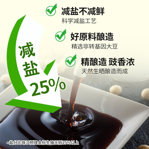 珠江桥牌轻盐特级生抽500mlx2小瓶淡盐减盐薄盐酱油家用简盐豉油 - 图1