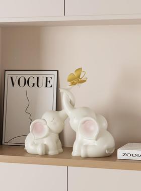 可爱关治愈系情侣大象DPR件客摆厅玄电视柜新房子迁搬乔家礼物装