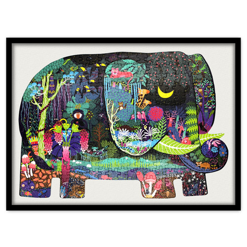 mideer弥鹿大象拼图专用实木定制相框裱画挂墙多色背景可选夜幕正 - 图2