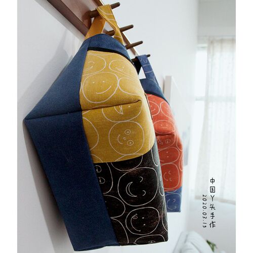 缝物语diy材料包免裁剪手工制作布艺收I纳筐置物袋收纳手提袋双格 - 图3