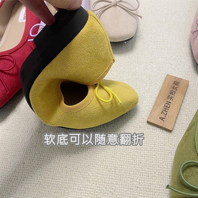 多巴胺单鞋女法兰绒小方头网红温柔平底蝴蝶结浅口平底鞋显瘦软底,淘宝优惠券,粉丝福利购,淘宝优惠卷